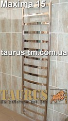 Узкий полотенцесушитель (400мм.) в ванную Maxima 15 из нержавеющей стали для ванной комнаты - перемычки из профильной (прямоугольной) трубы 30х10 - Новинка 2012 года