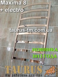 Электрический полотенцесушитель Maxima 8 из нержавеющей стали для ванной комнаты + ТЭН - перемычки из профильной (прямоугольной) трубы 30х10 - Электрополотенцесушитель - Новинка 2012 года