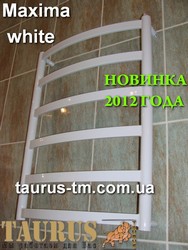 Белый полотенцесушитель Maxima 6 из нержавеющей стали для ванной комнаты