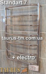 Электрический полотенцесушитель Standart 7 + ТЭН с регулировкой температуры и таймером (Италия) для ванной комнаты из полированной нержавеющей стали - Электрополотенцесушитель с регулировкой и таймером