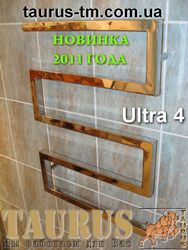 Полотенцесушитель Ultra 4 из нержавеющей стали (профильная труба 30х30мм) - Дизайнерский полотенцесушитель - НОВИНКА 2011 года (стеновое подключение 1/2" наружная резьба) - 4 колена