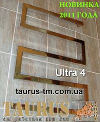 Полотенцесушитель Ultra 4 из нержавеющей стали (профильная труба 30х30мм) - Дизайнерский полотенцесушитель - НОВИНКА 2011 года (стеновое подключение 1/2" наружная резьба) - 4 колена