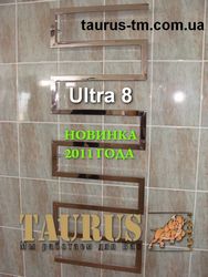 Полотенцесушитель Ultra 8 из нержавеющей стали (профильной трубы 30х30) -Дизайнерский полотенцесушитель - НОВИНКА 2011 года (стеновое подключение 1/2" наружная резьба) - 8 колен